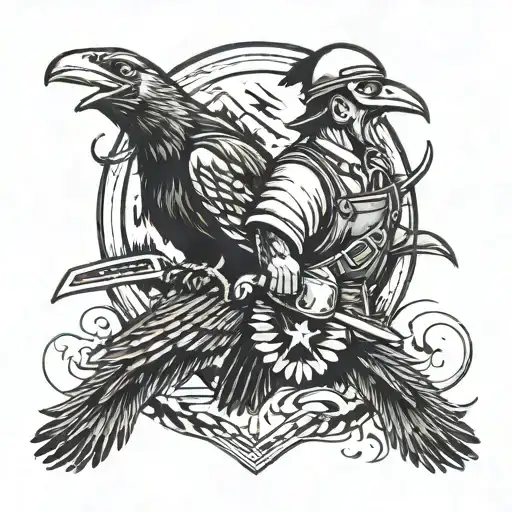 miner and raven wild tattoo design idea