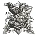 miner and raven wild tattoo design idea