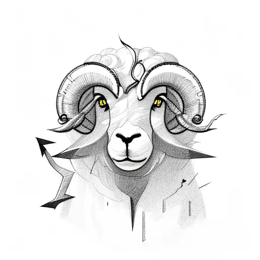 black sheep with lightning  tattoo design idea