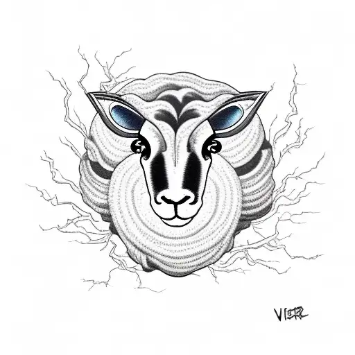 black sheep with lightning  tattoo design idea