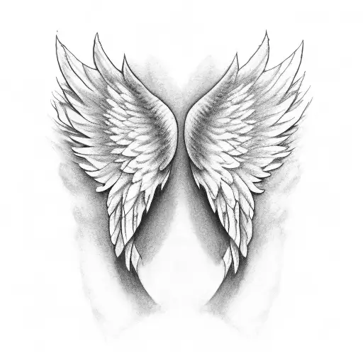 angel wing in which 2006 is written tattoo design idea