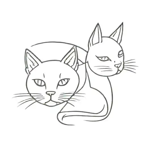 one line drawing cat and dog faces  tattoo design idea