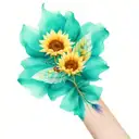 one sunflower on wrist, peacock feather wrapped around elbow, honeycomb with 2 bees, 2 butterflies tattoo design idea