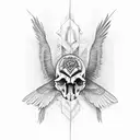 crow fly from a skull tattoo design idea