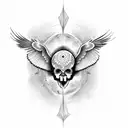 crow fly from a skull tattoo design idea