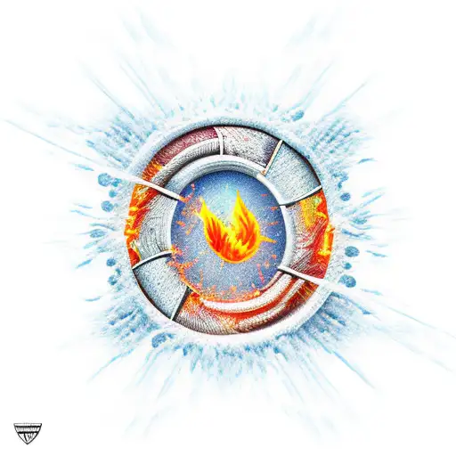 water and fire elements intertwined  tattoo design idea