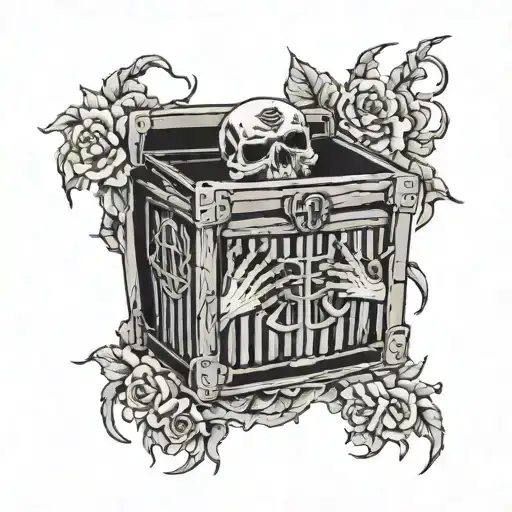 iron maiden casket empty hands tattoo design idea