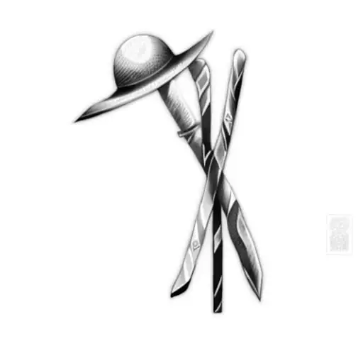 a pair of swords and a straw hat tattoo design idea
