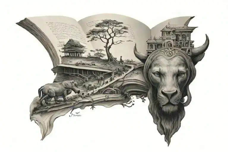 small paragraph on a book with african proverbs  tattoo design idea