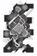 flowing pattern, movement and fluidity with some straight lines as circuitry, but not focused on technology  tattoo design idea