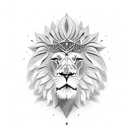 lion with egyptian head dress tattoo design idea