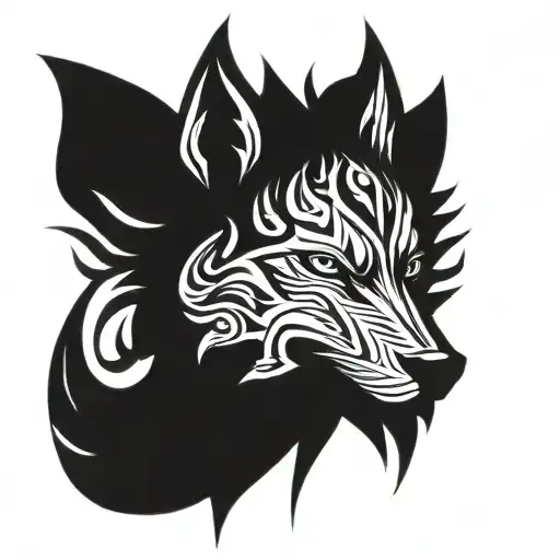 wolf with a crown tattoo design idea