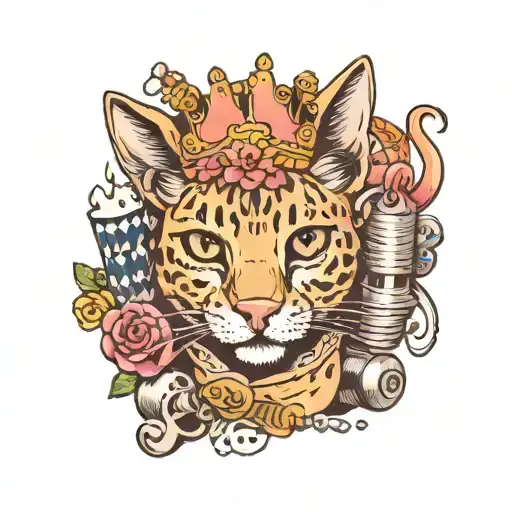 thimble, needle and thread, pin cushion, pig, savannah cat, dumbbell, human teeth marks, pinky pie, queen of spades tattoo design idea