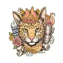 thimble, needle and thread, pin cushion, pig, savannah cat, dumbbell, human teeth marks, pinky pie, queen of spades tattoo design idea