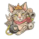 thimble, needle and thread, pin cushion, pig, savannah cat, dumbbell, human teeth marks, pinky pie, queen of spades tattoo design idea