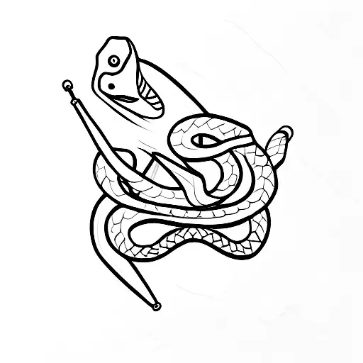 minimalist snake tattoo with the initials BT and J hidden in the scales  tattoo design idea