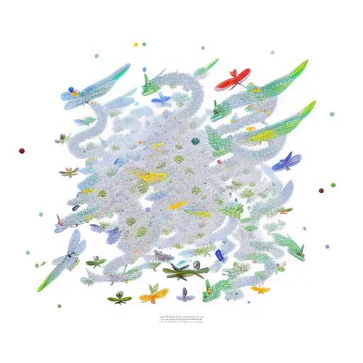 Gojo Satoru surrounded by a swarm of dragonflies tattoo design idea