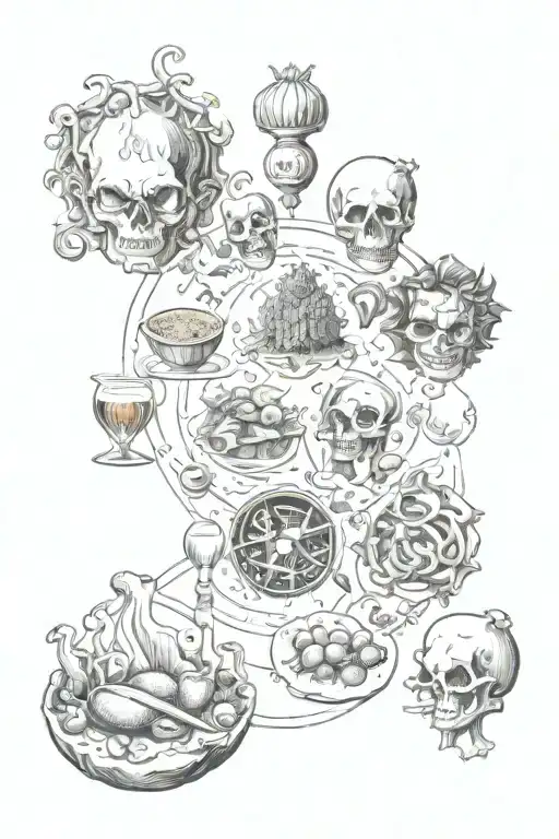 seven deadly sins in a realistic depiction tattoo design idea