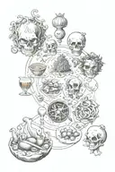 seven deadly sins in a realistic depiction tattoo design idea