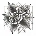 rose autumn leaves tattoo design idea