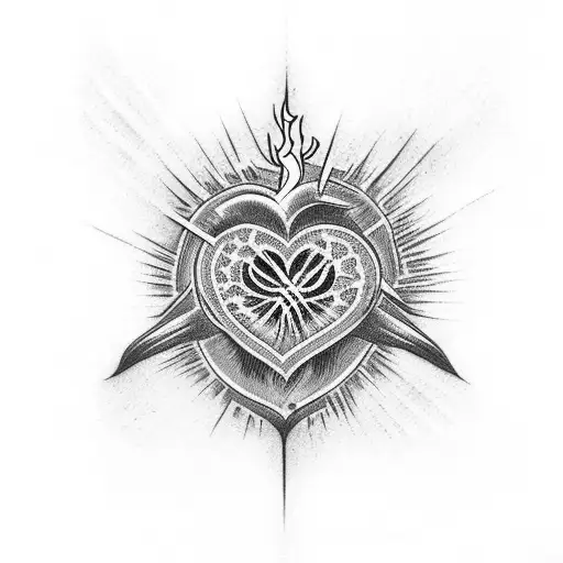 sacred heart flame tattoo design idea
