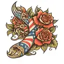 patriotic arm sleeve tattoo design idea