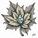 maple leaf with a diamond inside tattoo design idea