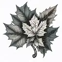 maple leaf with a diamond inside tattoo design idea