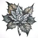 maple leaf with a diamond inside tattoo design idea