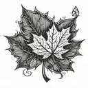 maple leaf with a diamond inside tattoo design idea