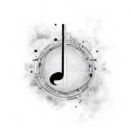 A minimalist design of a sports team logo merged with a musical note tattoo design idea