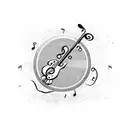 A minimalist design of a sports team logo merged with a musical note tattoo design idea