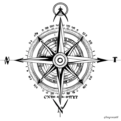 compass with arrow tattoo design idea