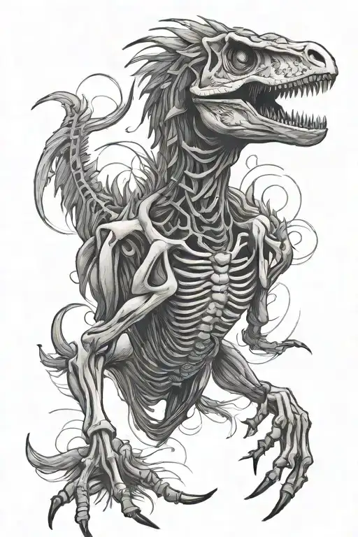 velociraptor skeleton tattoo design idea