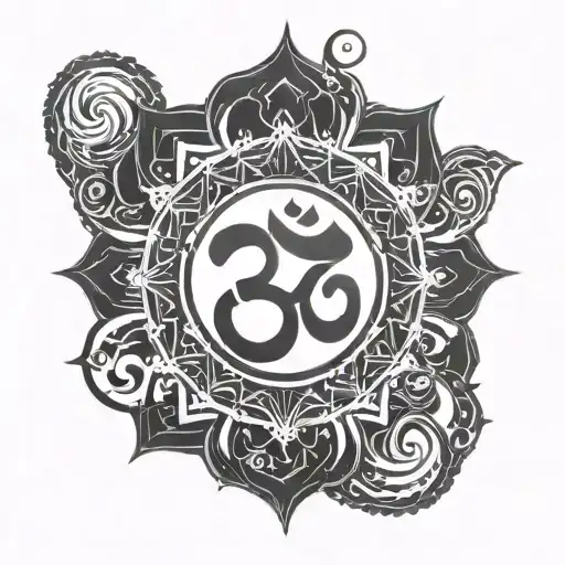 aum symbol integrated with space themed tattoo tattoo design idea