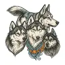 2 huskies and 1 black Weimaraner  tattoo design idea