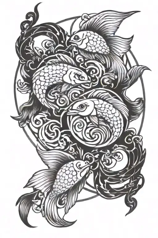 combination of the zodiac sign of Pisces and Gemini tattoo design idea