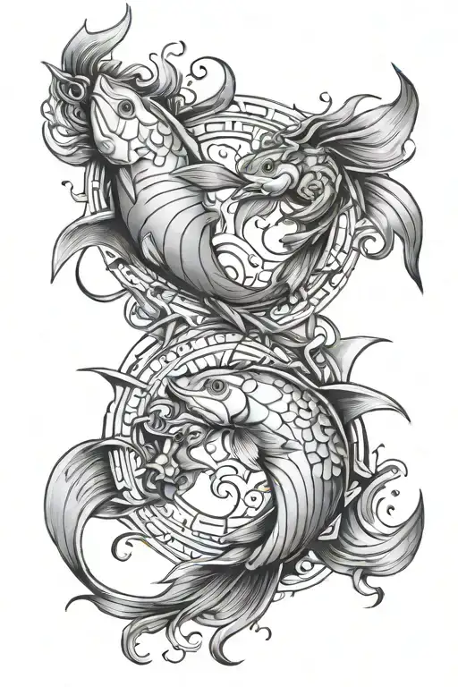 combination of the zodiac sign of Pisces and Gemini tattoo design idea