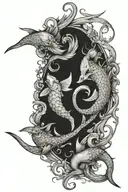 combination of the zodiac sign of Pisces and the zodiac sign of Gemini tattoo design idea