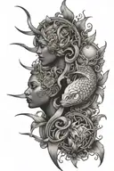 combination of the zodiac sign of Pisces and the zodiac sign of Gemini tattoo design idea