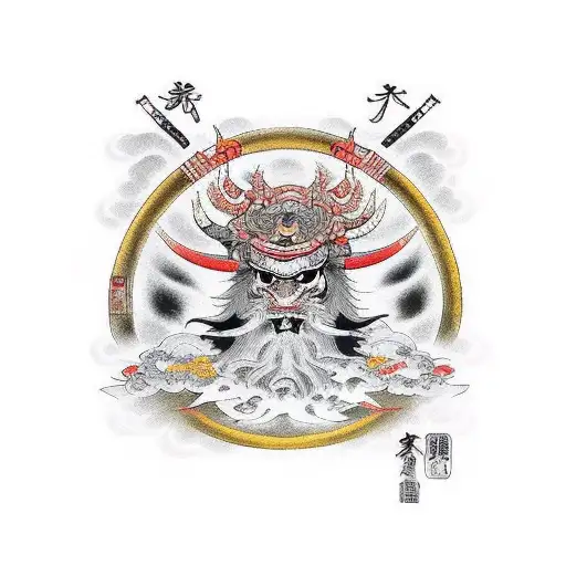 japanese artwork with 7 bushido virtues  tattoo design idea
