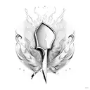scissors with melting handle  tattoo design idea