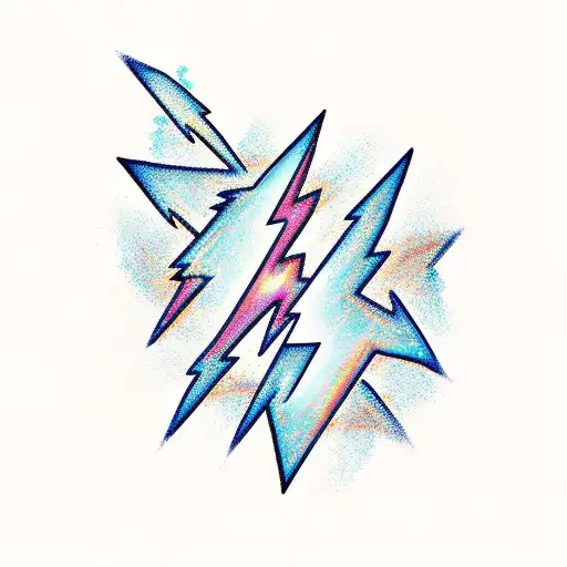 lightning transitioning into molecules tattoo design idea