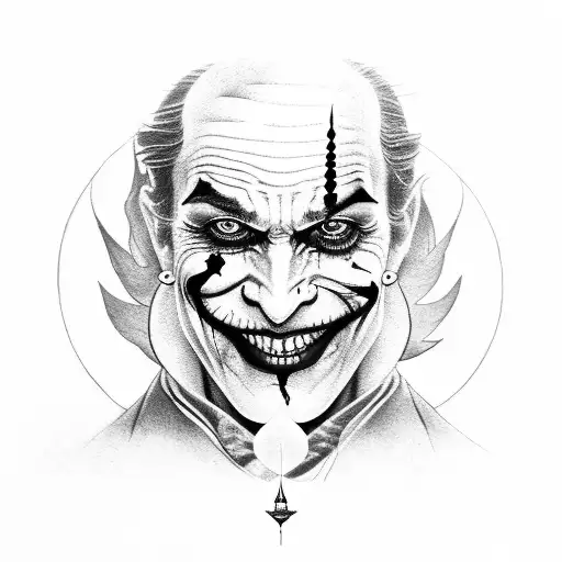 JOKER SMILING WITH LORD SHIVA tattoo design idea