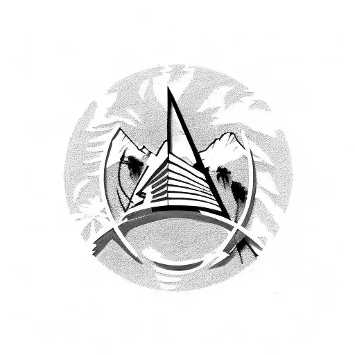 state of California outline with Los Angeles Raiders logo and Los Angeles Clippers logo, palm trees, downtown LA skyline tattoo design idea