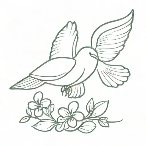 dove holding olive branch and shamrock  tattoo design idea