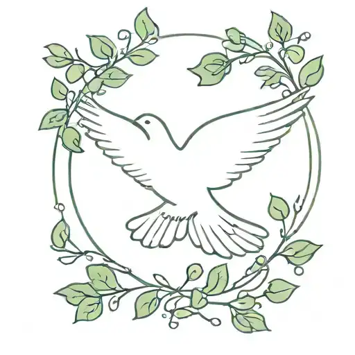 A minimalist tattoo design of a dove holding an olive branch and a connecting shamrock to connect Ireland and Palestine  tattoo design idea