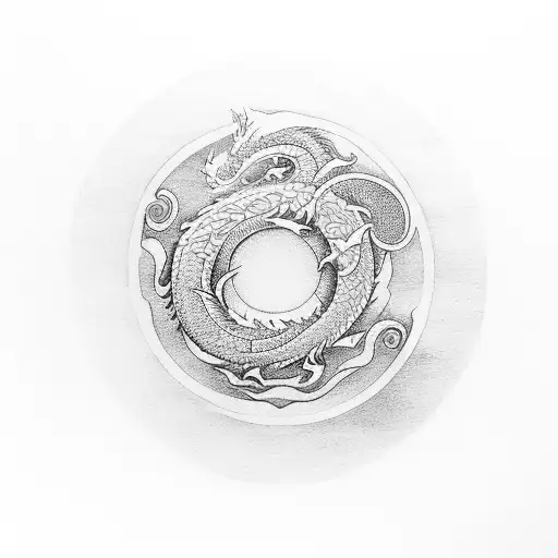 enso circle with dragon tattoo design idea
