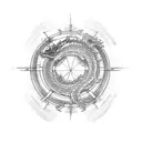 enso circle with dragon tattoo design idea