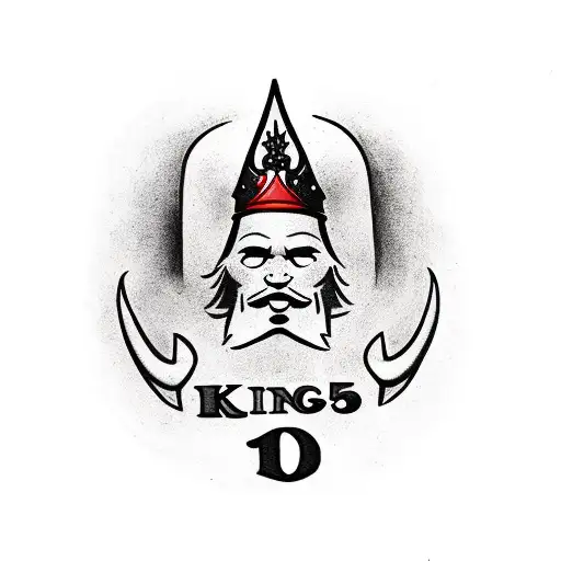 the letter and number "1K" in red with a kings crown in the background. gangster style tattoo design idea